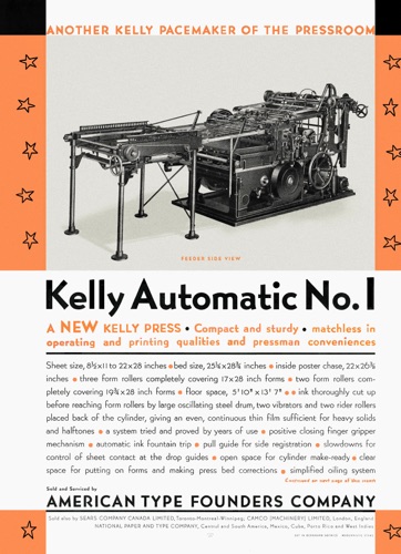 A brochure for the Kelly Automatic. This press was quite an innovation for its time.